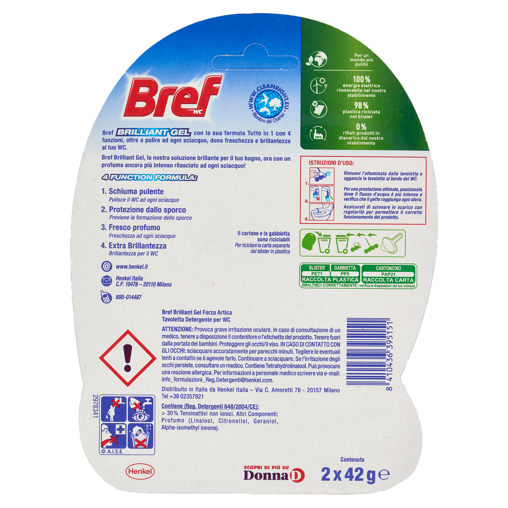 BREF WC Brilliant Gel Tutto in 1 Forza Artica 2 x 42 g