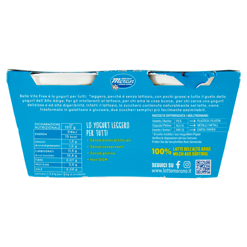 bella vita free Senza Lattosio Vaniglia 2 x 125 g