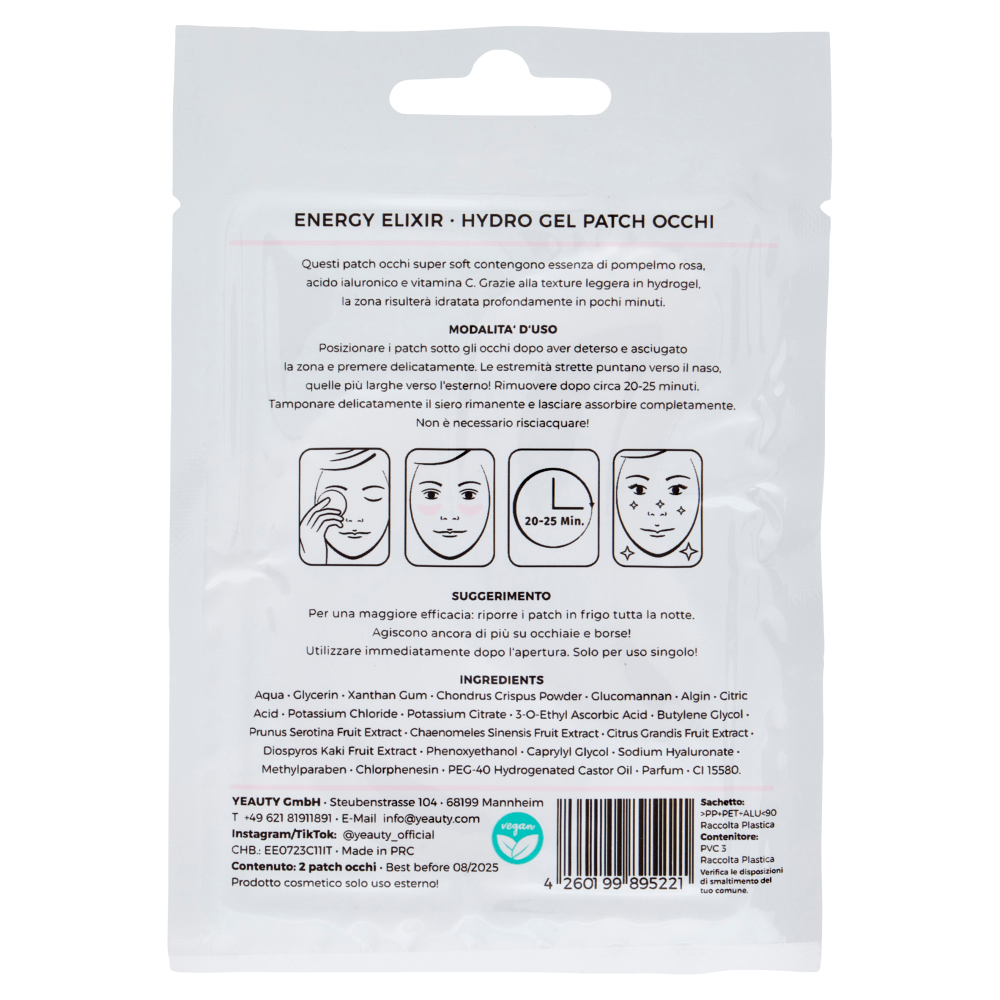 Yeauty Eye Pad Mask Hydro Gel Patch Occhi Energy Elixir 2 pz