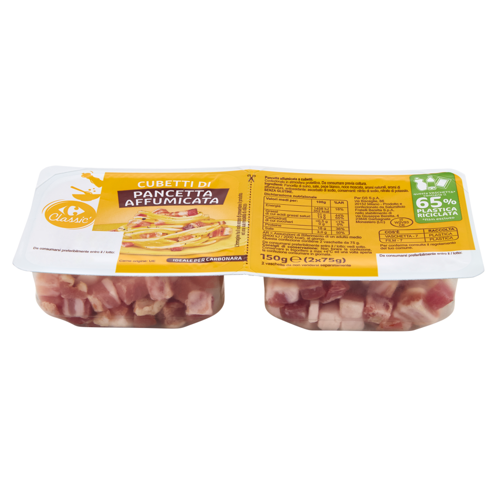 Carrefour Classic Cubetti di Pancetta Affumicata 2 x 75 g