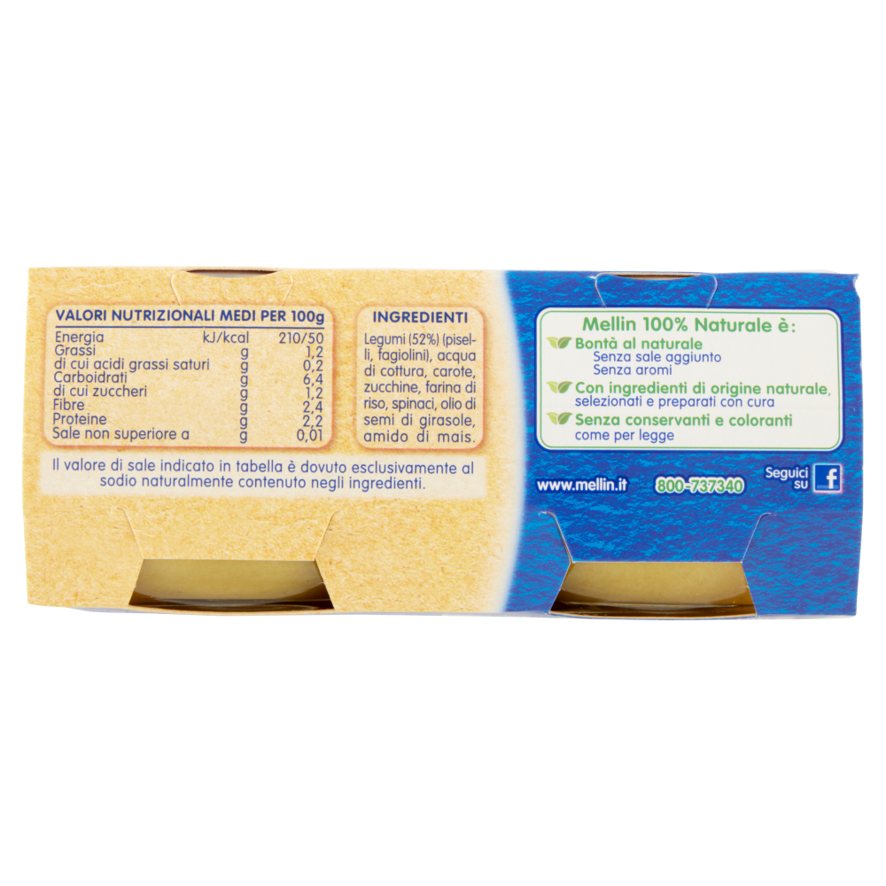 Mellin Primi Legumi 100% Naturale Omogeneizzato 2 x 80 g