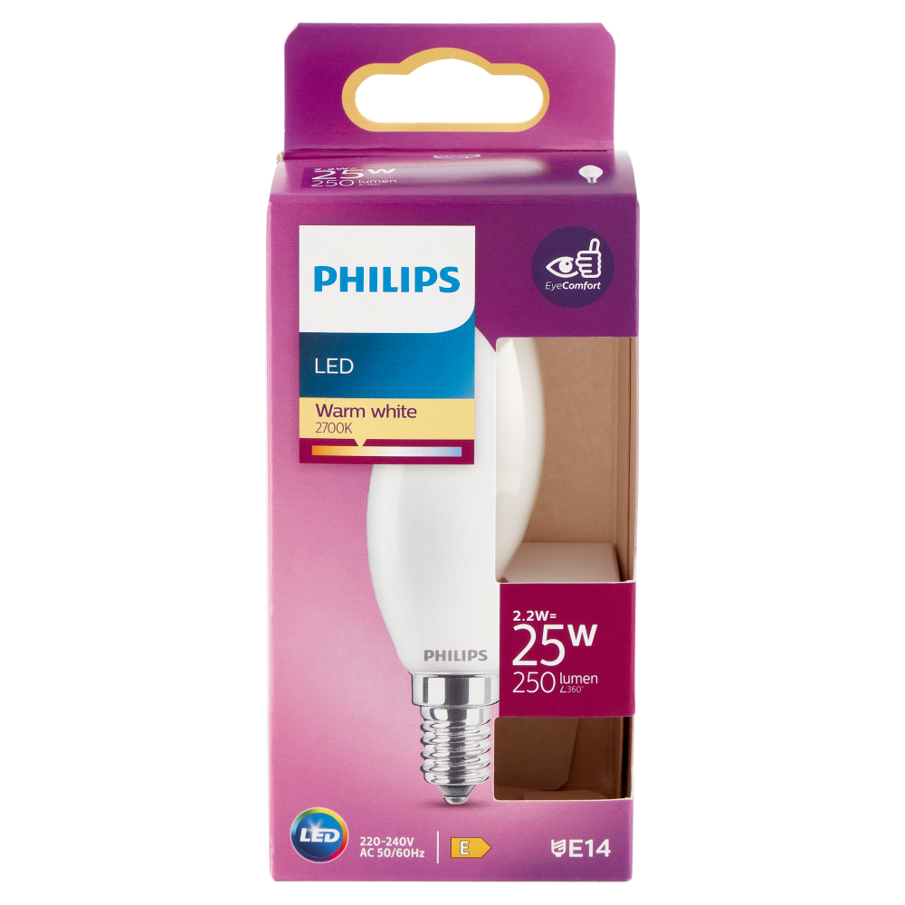 Philips Led candela vetro 25W E14 2700K