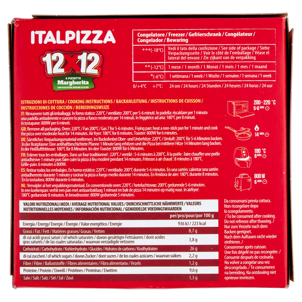 Italpizza 12x12 Margherita 4 x 90 g