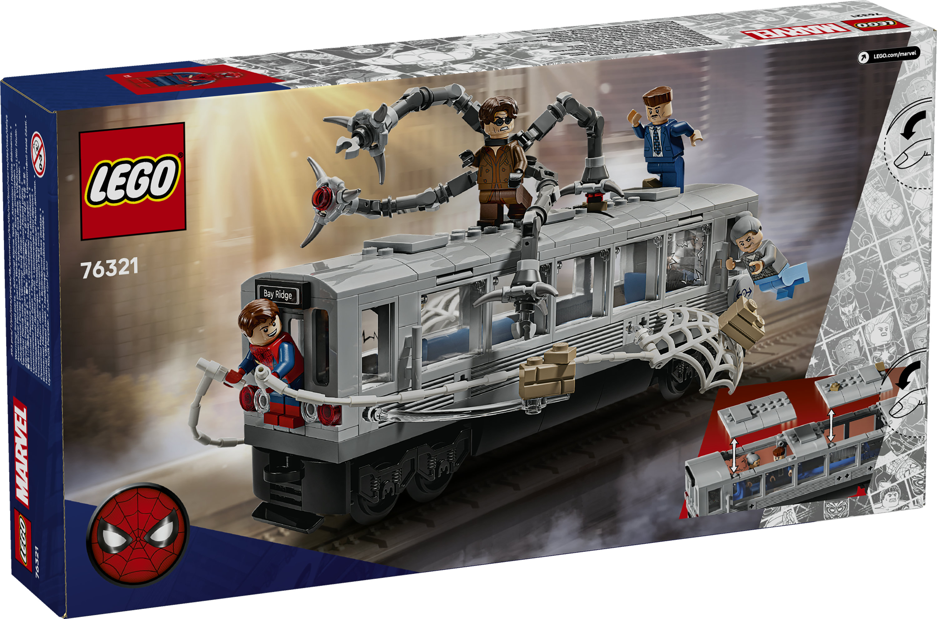 LEGO ǀ Marvel 76321 Spider-Man Contro Doc Ock: Duello sul Treno, Giocattolo con 4 Minifigure da Collezione, Idea Regalo 9+
