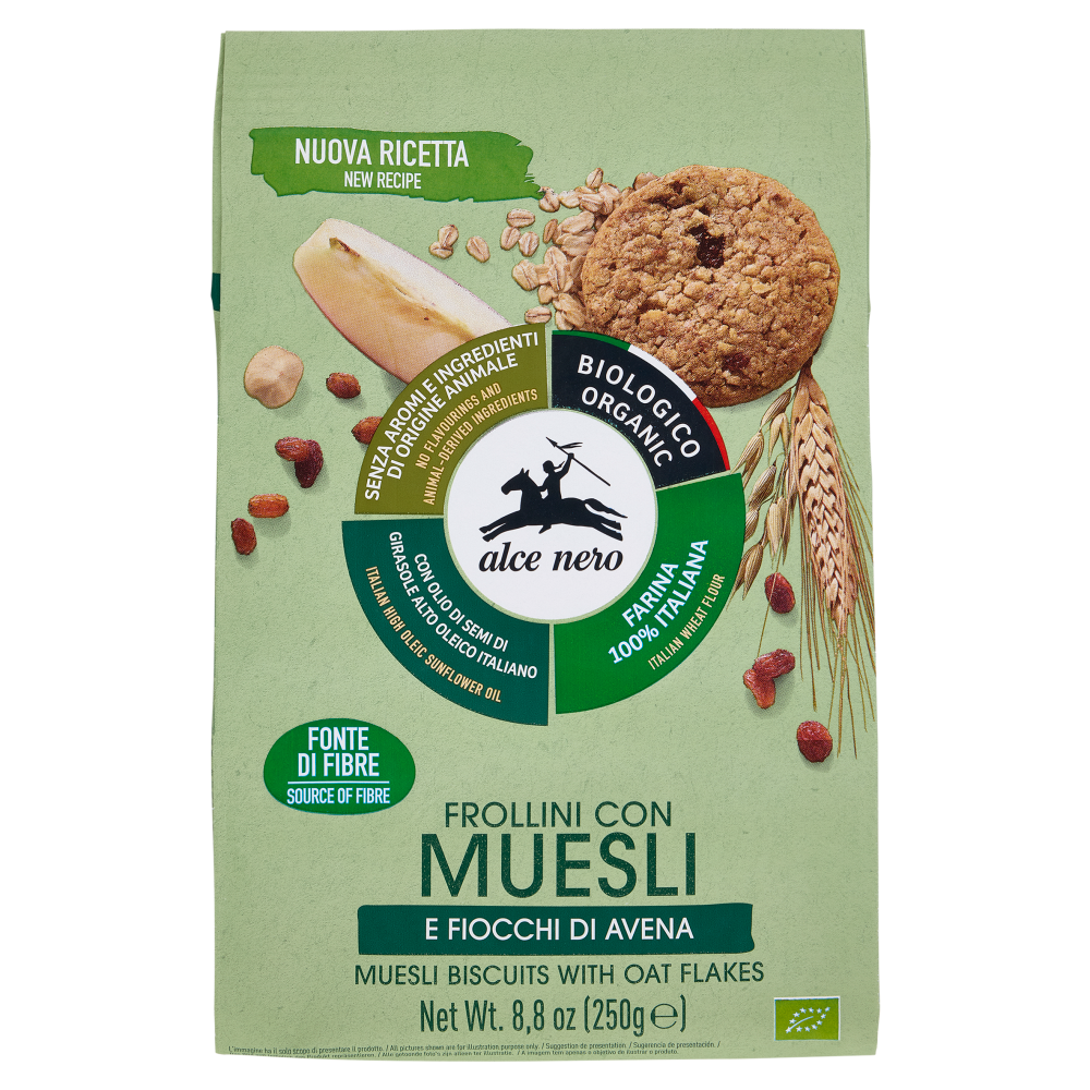alce nero Frollini con Muesli e Fiocchi di Avena 250 g