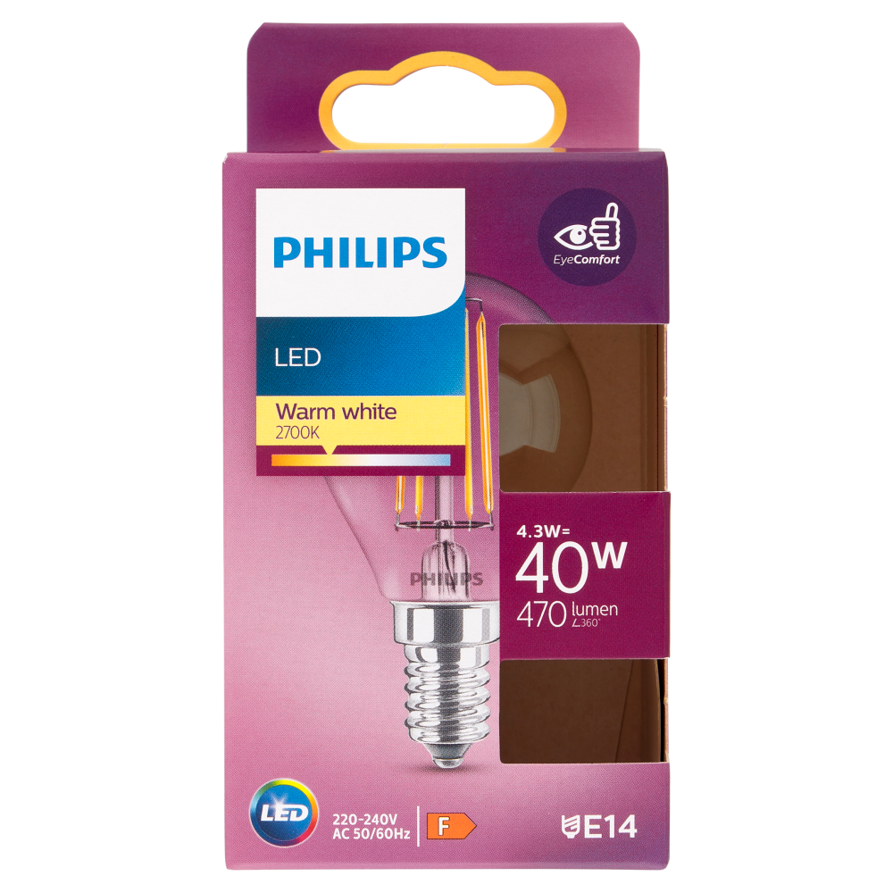 Philips Led sfera filamento 40W E14 2700K