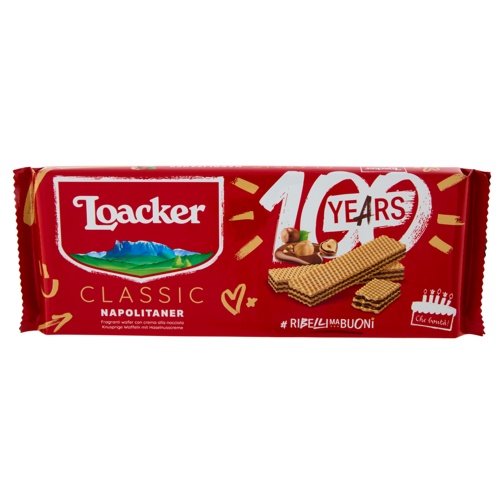 Loacker Classic Napolitaner Wafer con crema alle Nocciole 100% Italiane Wafers 175g