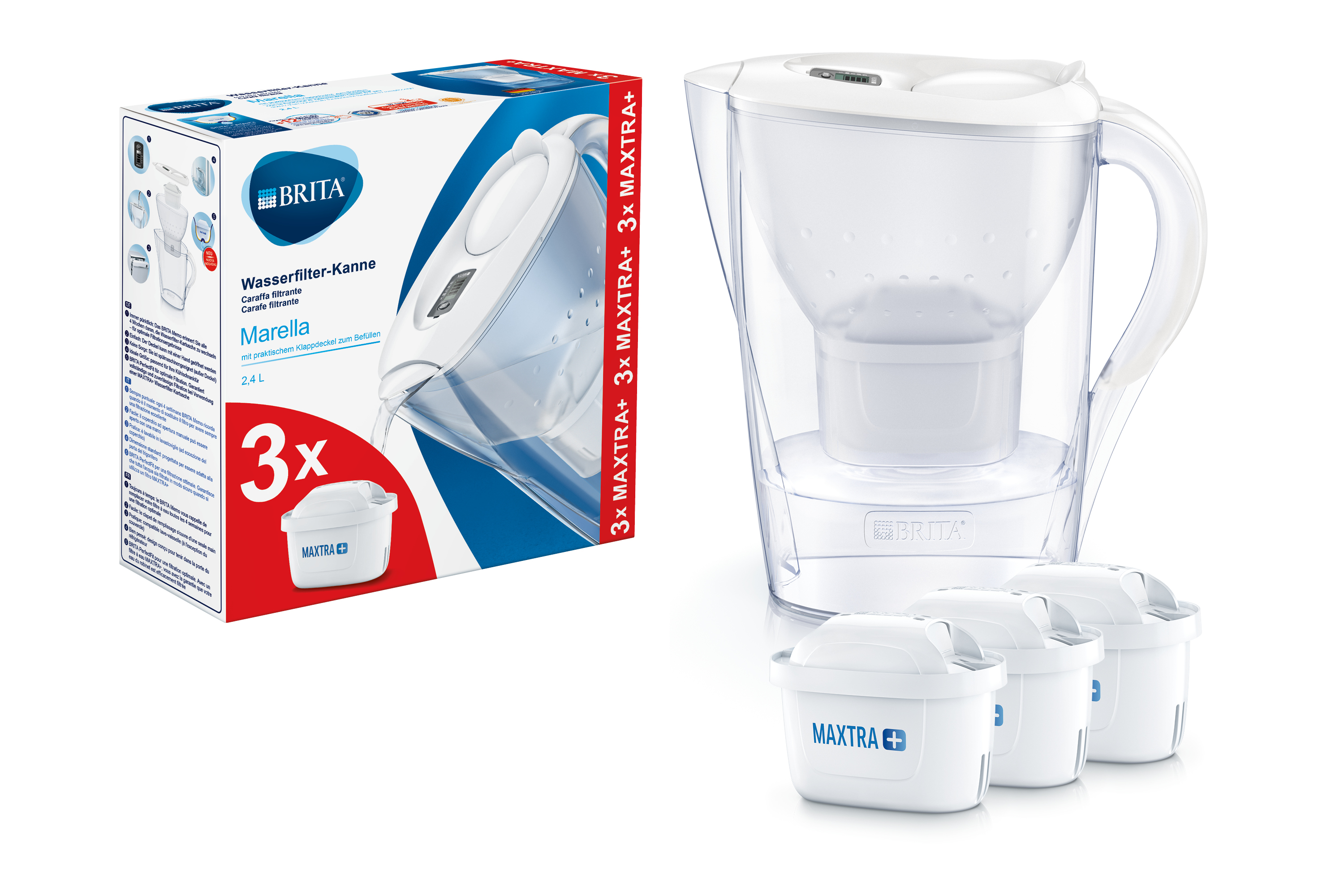 Brita 1024045 Filtraggio acqua Caraffa filtrante 2,4 L Trasparente, Bianco