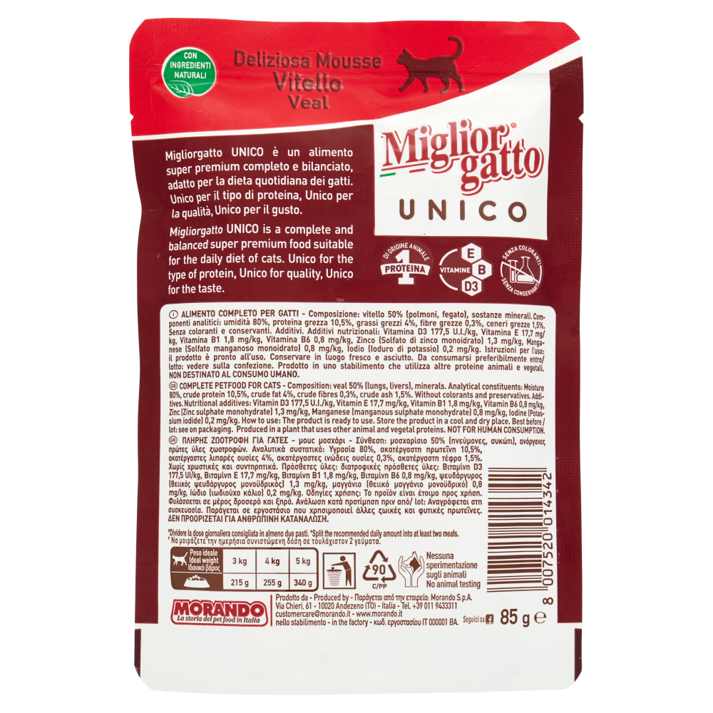 Migliorgatto Unico Deliziosa Mousse Vitello 85 g
