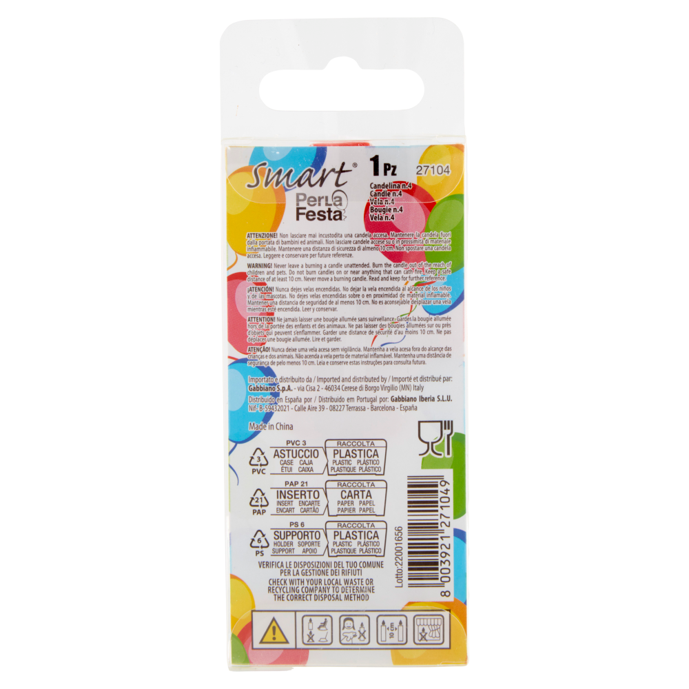 Smart PerLa Festa Candelina Numerale 4 1 pz