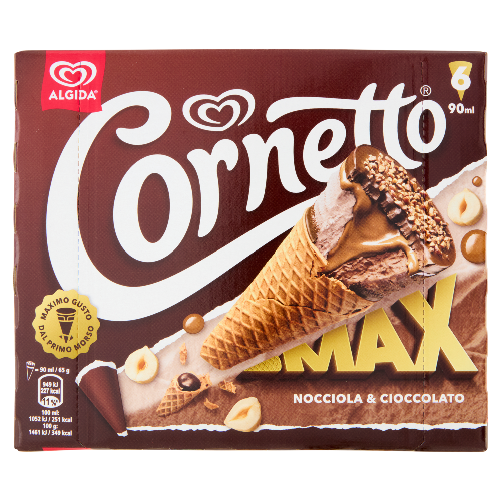 Cornetto Max Nocciola & Cioccolato 6 x 65 g