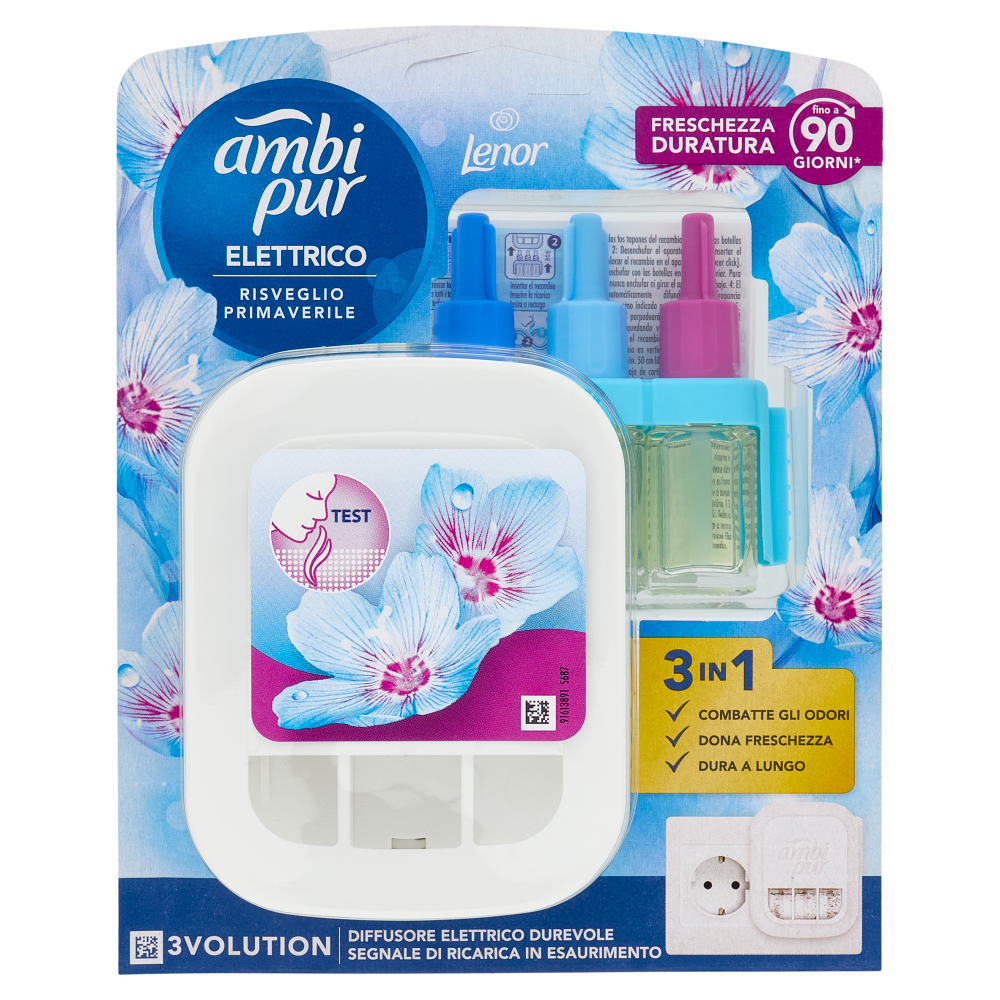 Ambi Pur Profumatore per Ambienti Diffusore Elettrico+Ricarica 3Volution, Risveglio Primaverile 20ml