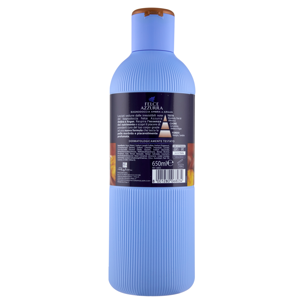 Felce Azzurra Ambra e Argan essenza di nutrimento Bagnodoccia 650 ml