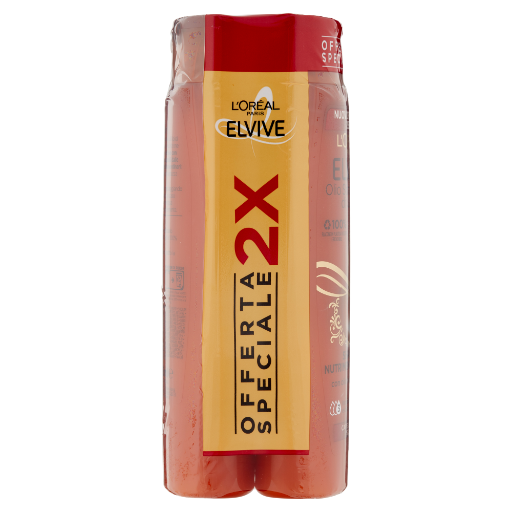 L'Or&eacute;al Paris Shampoo Elvive Olio Straordinario Jojoba, per Capelli Molto Secchi, Confezione da 2