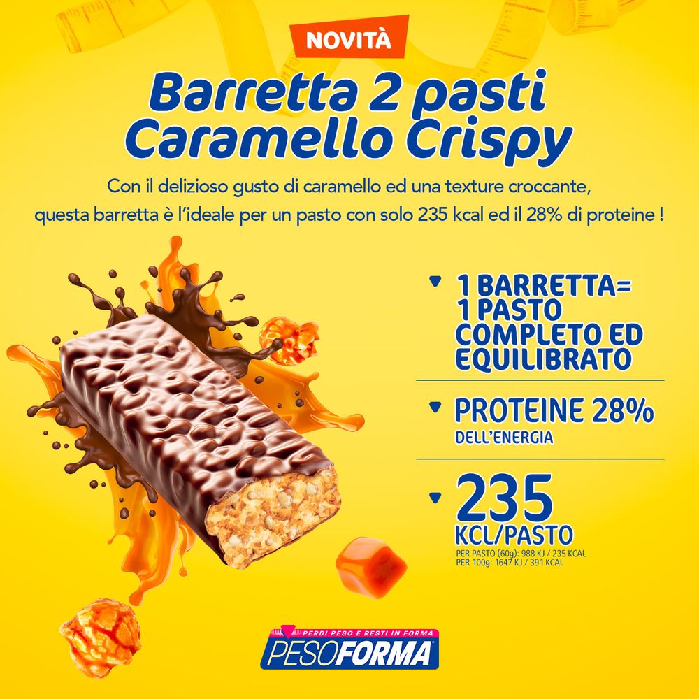 Pesoforma Barrette 2 pasti sostitutivi Caramello Crispy, 2x60g