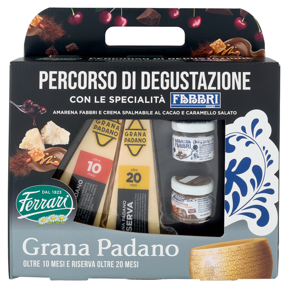 Ferrari Grana Padano DOP Oltre 10 Mesi e Riserva Oltre 20 Mesi 400 g con Specialità Fabbri