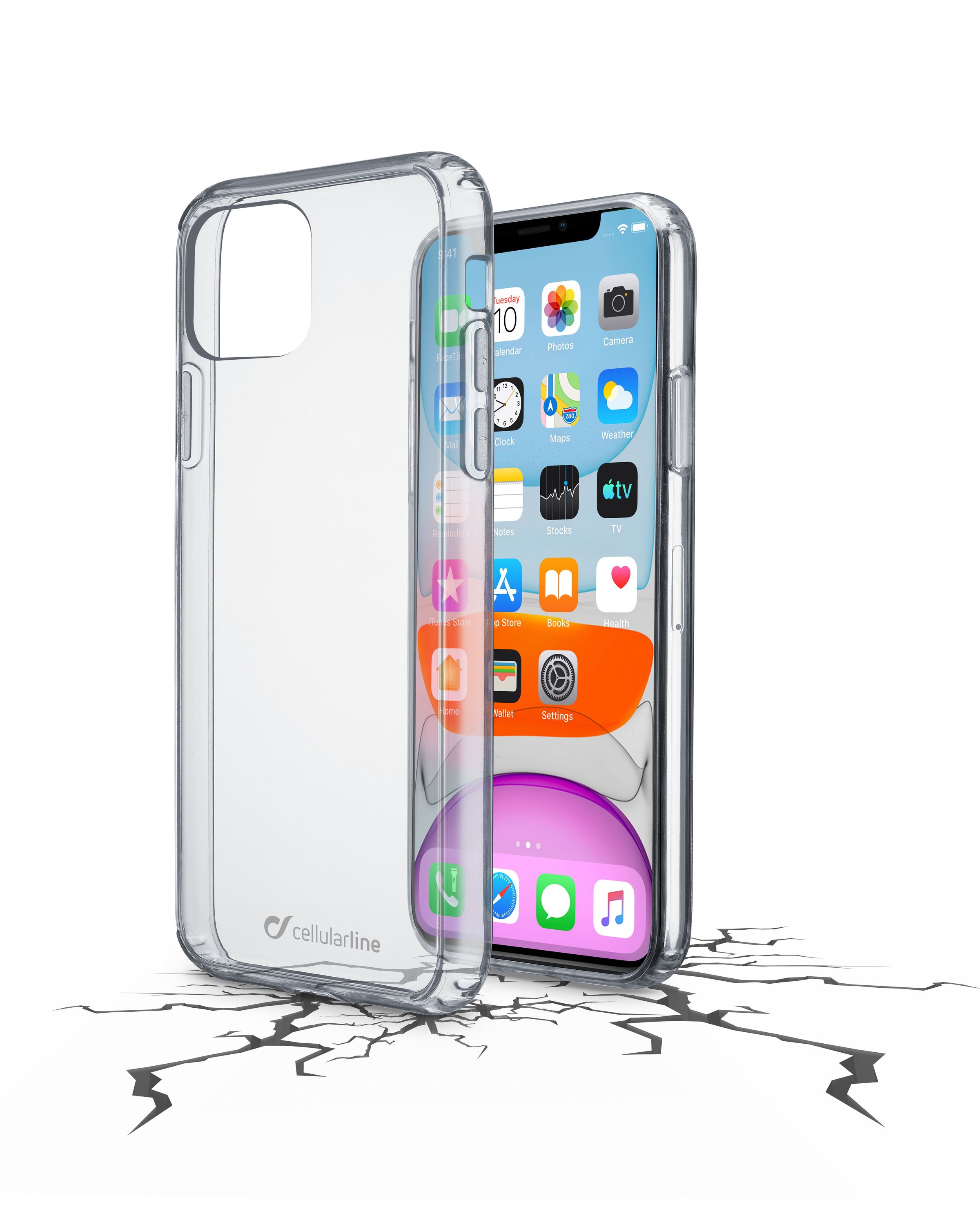 Cellularline Clear Strong - iPhone 11 Custodia rigida con bordi in gomma