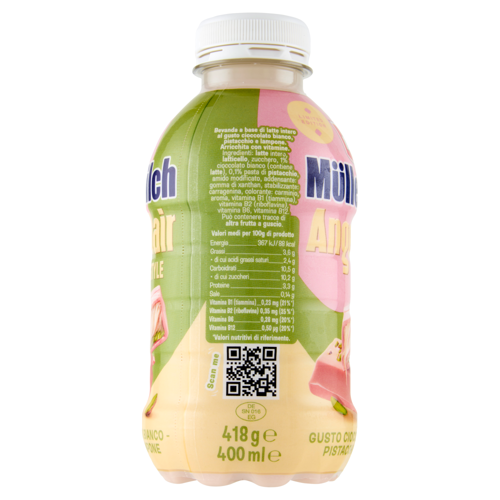 m&uuml;ller M&uuml;llermilch Angel Hair Style Gusto Cioccolato Bianco - Pistacchio - Lampone 418 g