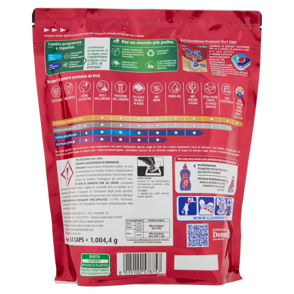 PRIL Excellence Premium 5in1 Caps 54pz (1004,4g)