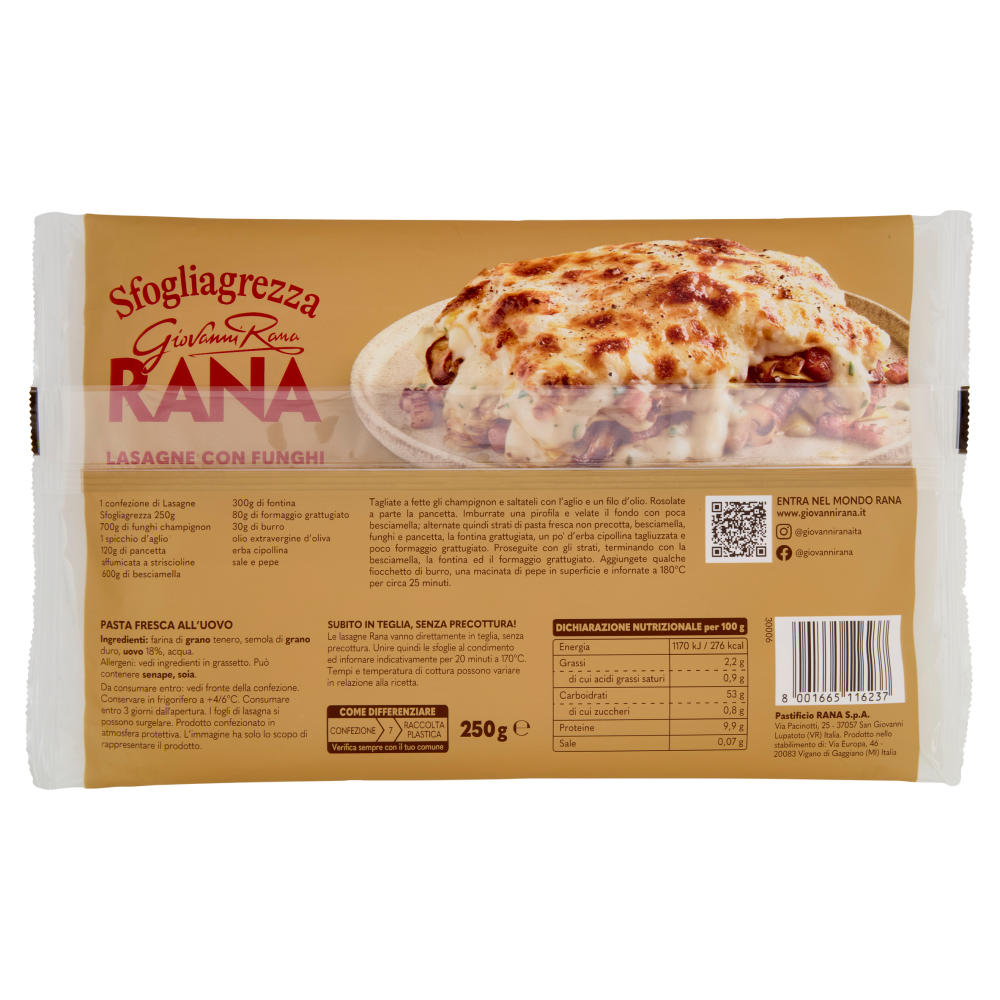 Giovanni Rana Sfogliagrezza Lasagne Fresche all'Uovo 250 g