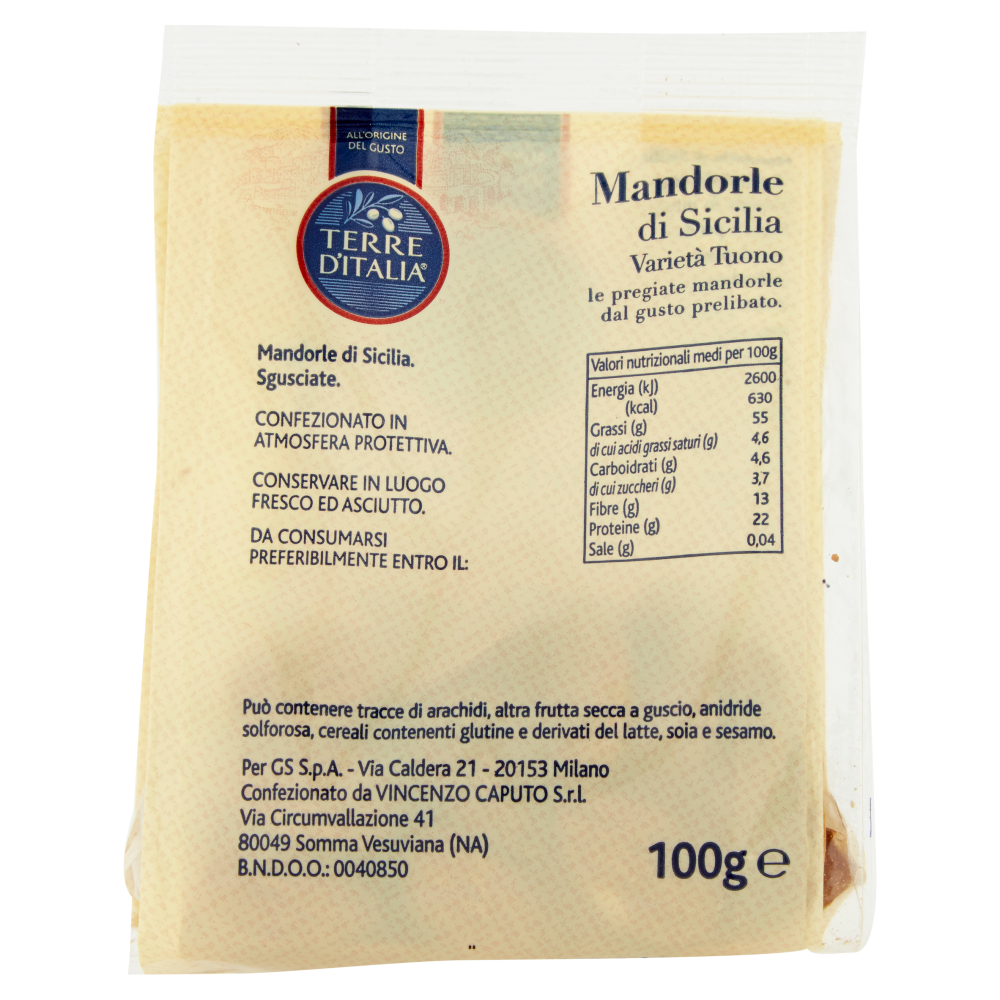 Terre d'Italia Mandorle di Sicilia Varietà Tuono 100 g