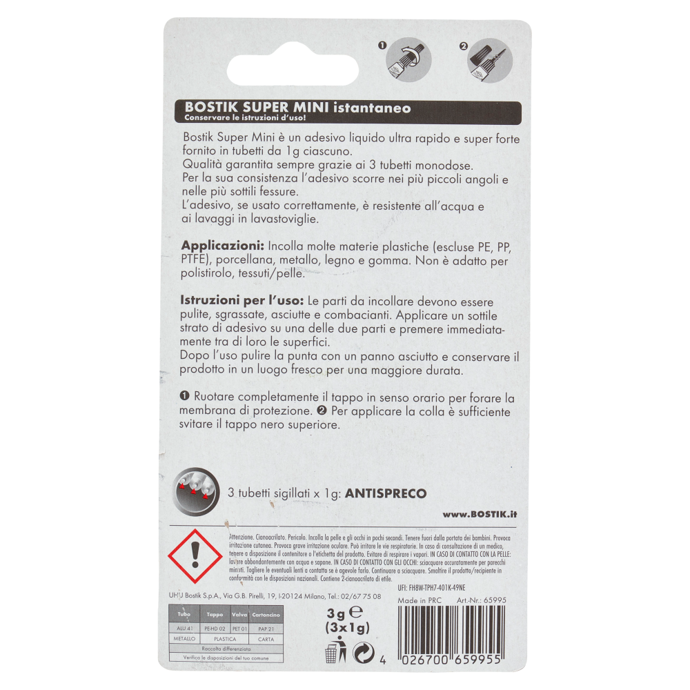 Bostik Super Mini istantaneo liquido 3 x 1 g