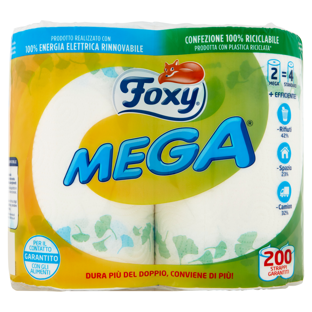 Foxy Mega carta cucina 2 maxi rotoli 2 veli decorati