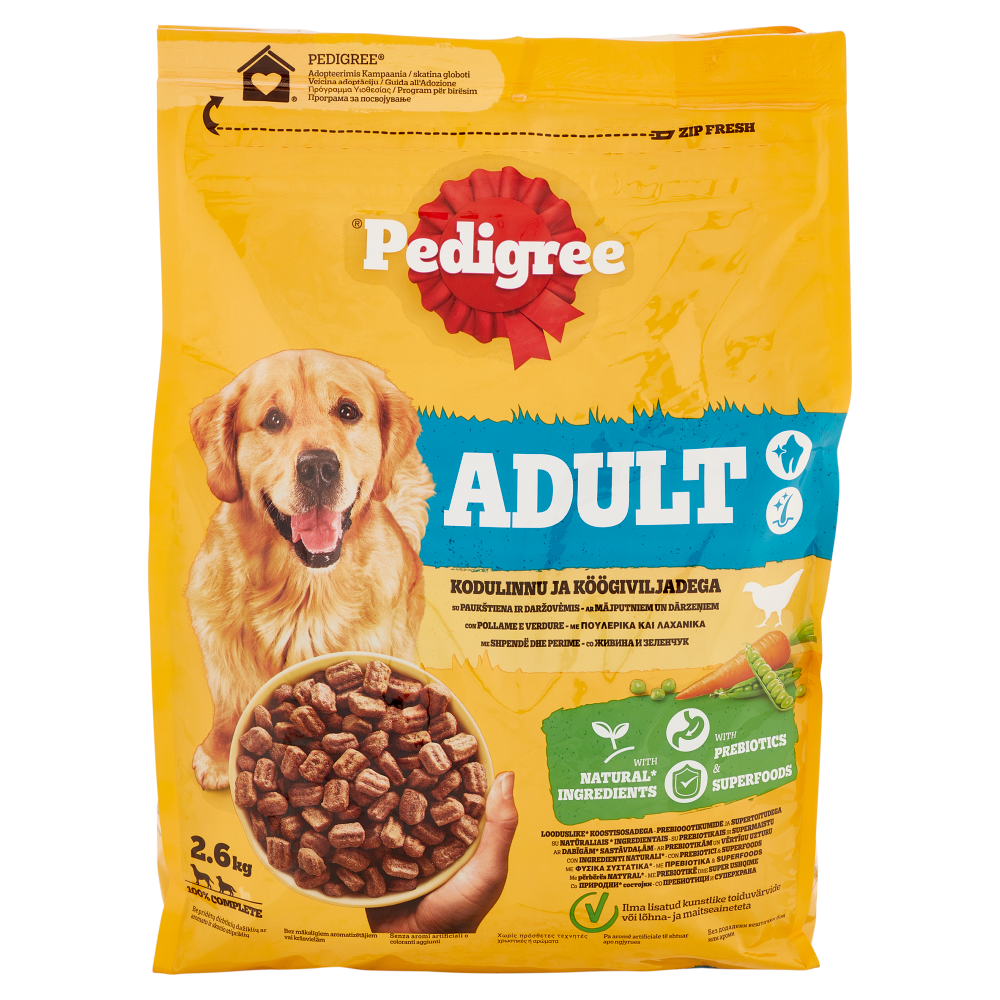 Pedigree Cibo Secco Cane Adulto Pollame Verdure 2.6Kg