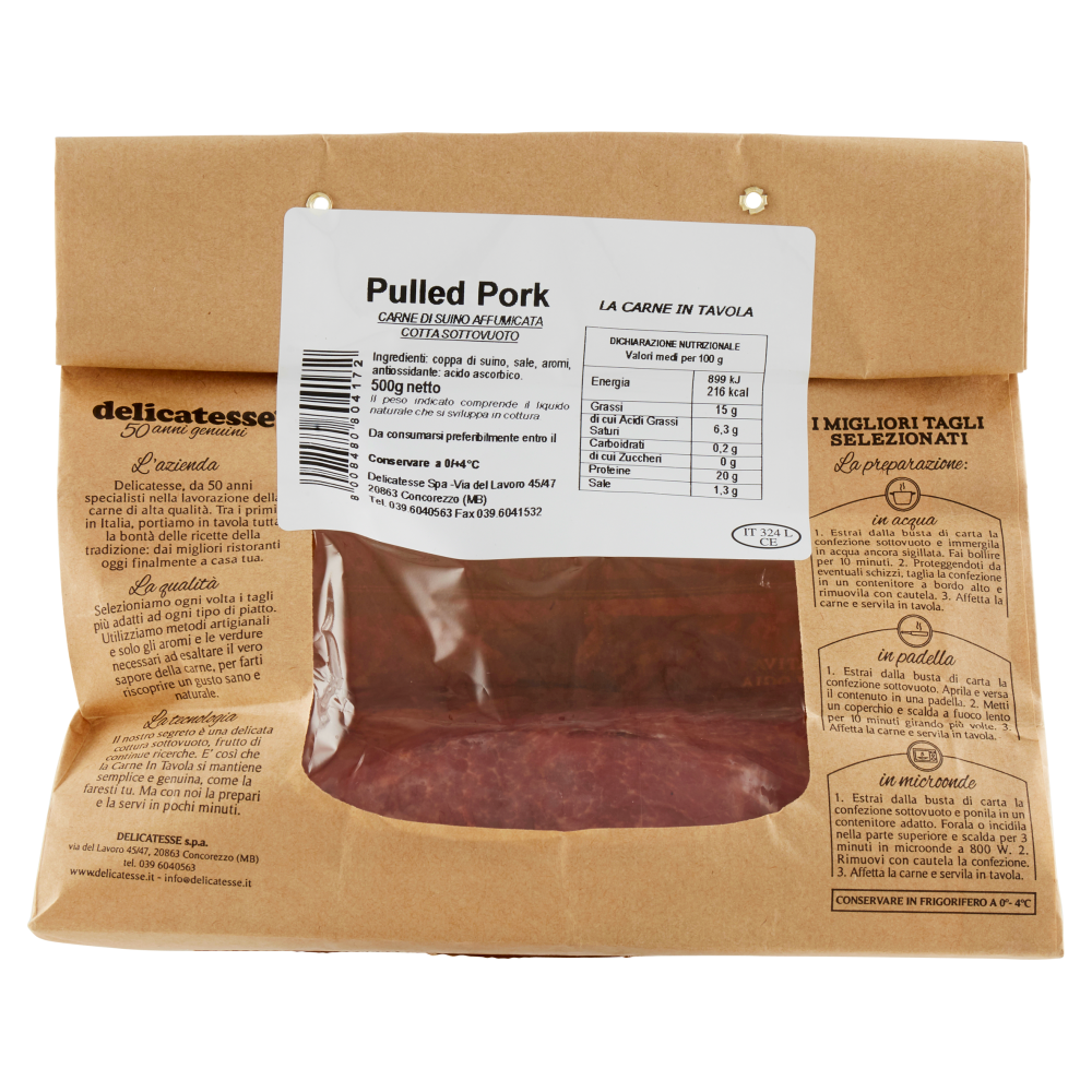 delicatesse La Carne in tavola Pulled Pork 500 g