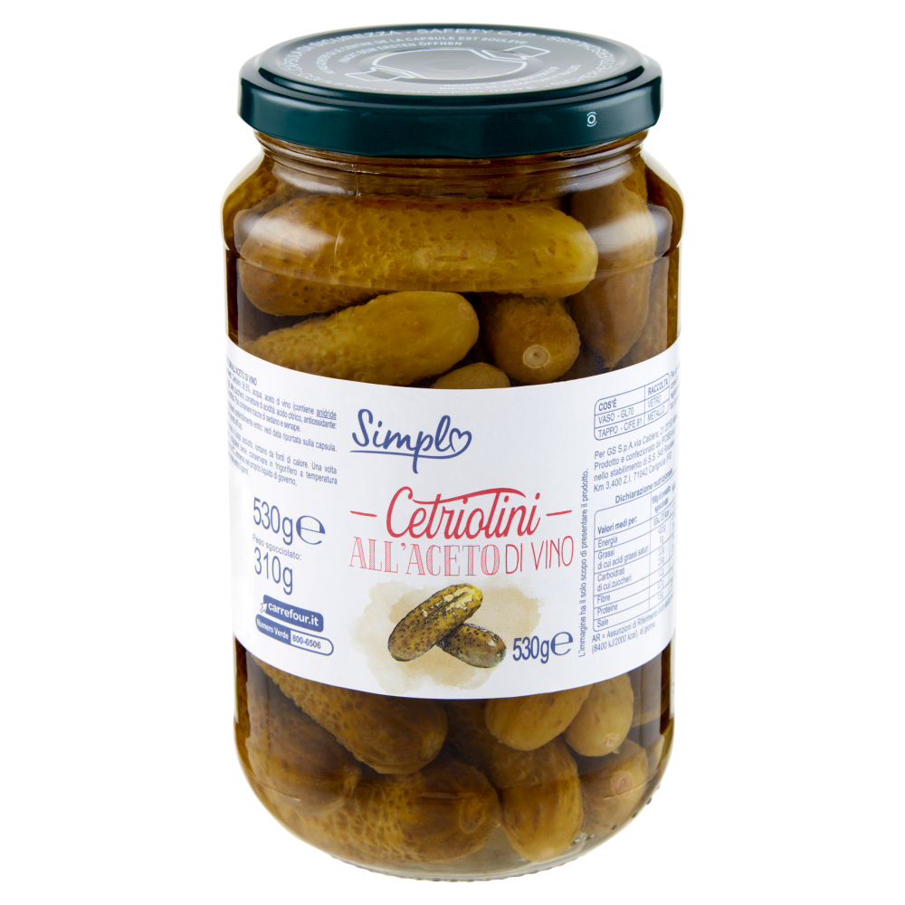 Simpl Cetriolini all'Aceto di Vino 530 g