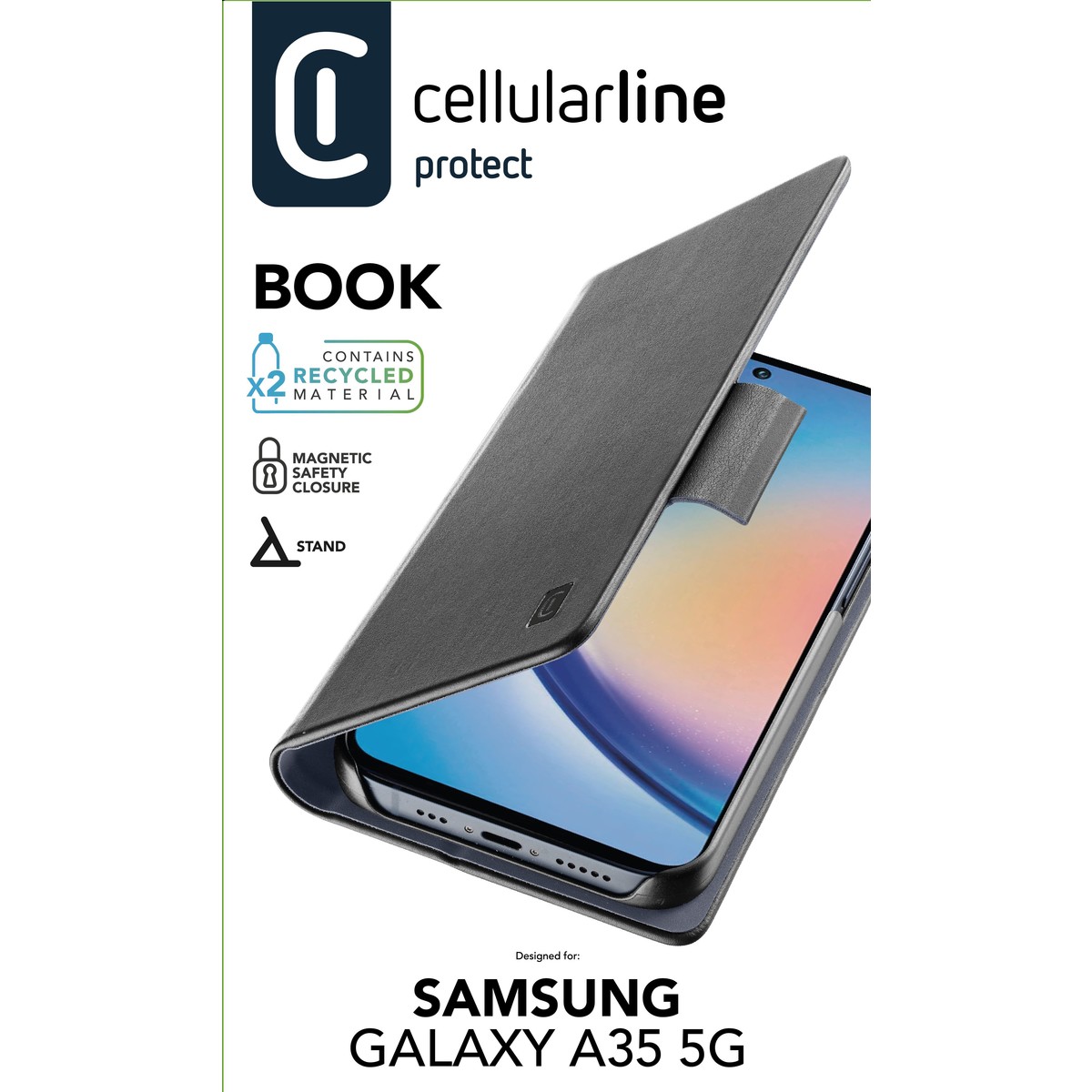 Cellularline Book - Galaxy A35 5G Custodia a libro con tasca portatessera e chiusura magnetica