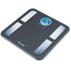 Beurer BF 195 Bilancia Diagnostica in Vetro, con Display LCD Rotondo, adatta per la determinazione del grasso corporeo, della percentuale muscolare e del fabbisogno calorico