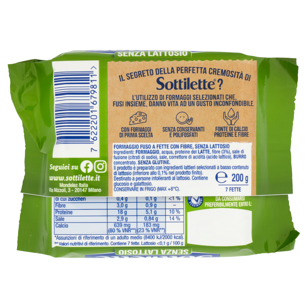 Sottilette formaggio fuso a fette Senza Lattosio - 200 g