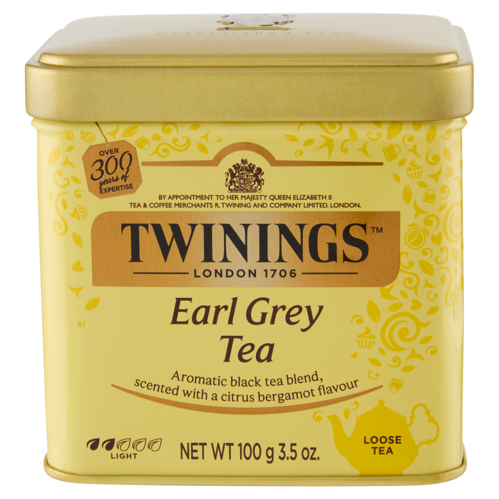 Twinings Earl Grey Tè Nero classico al sapore di Bergamotto Sfuso in latta The 100 g
