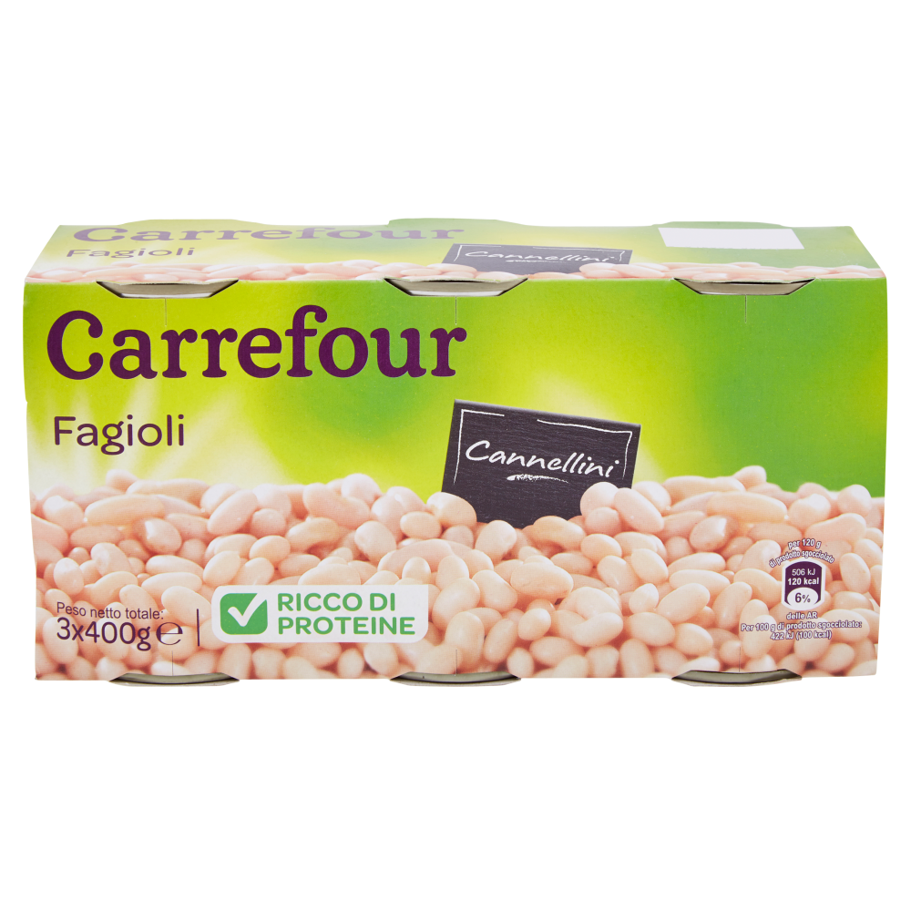 Carrefour Fagioli Cannellini 3 x 400 g