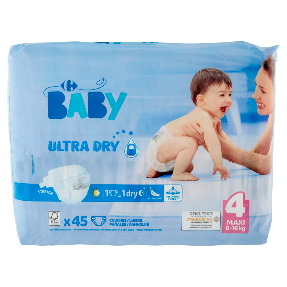 Carrefour Baby Ultra Dry Pannolini 4 Midi 8-16 kg 45 pz