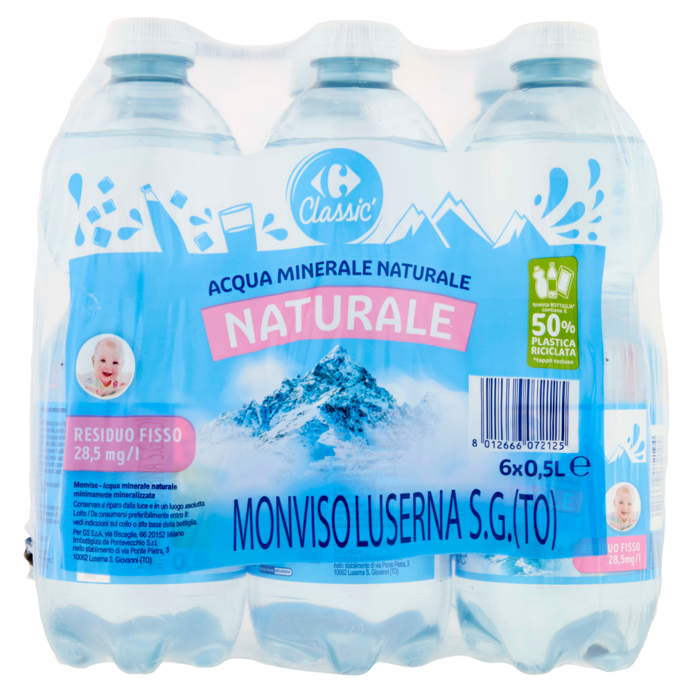 Carrefour Classic Naturale Acqua Minerale Naturale Monviso 6 x 0,5 L