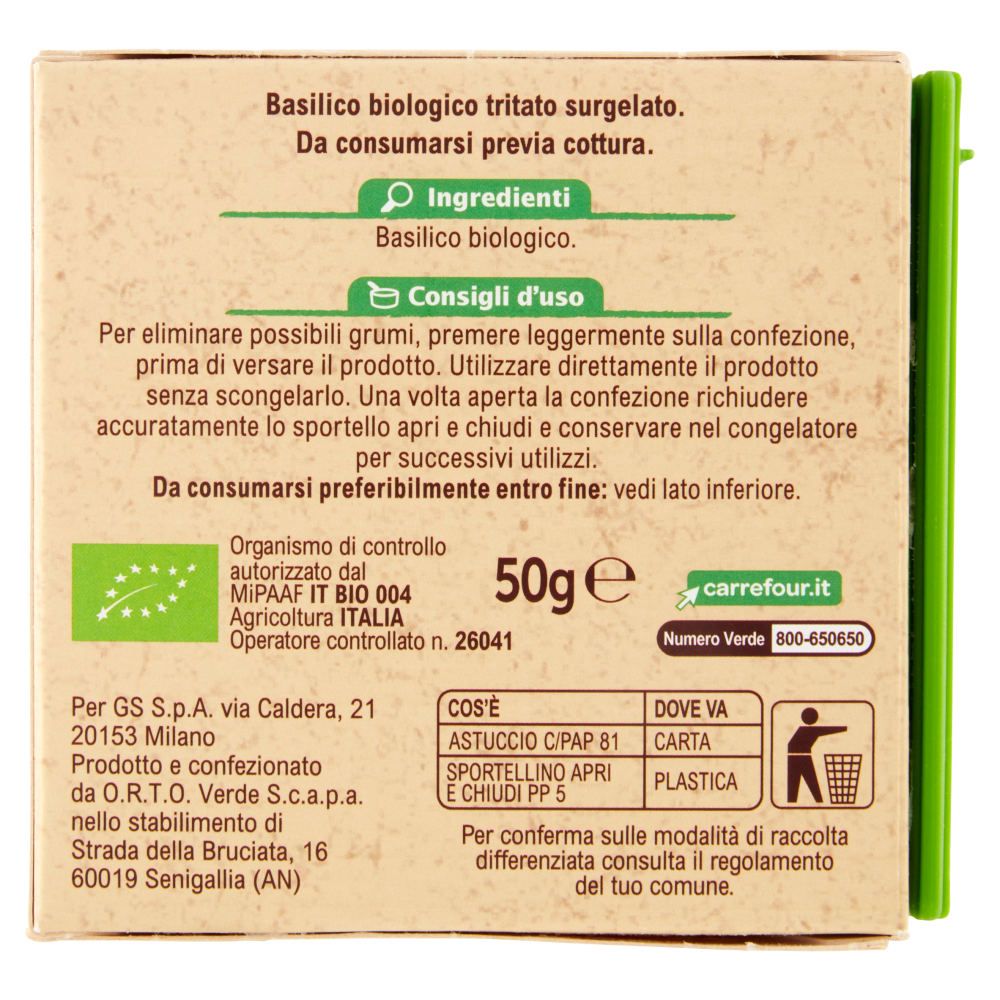 Carrefour Bio Basilico tritato surgelato 50 g