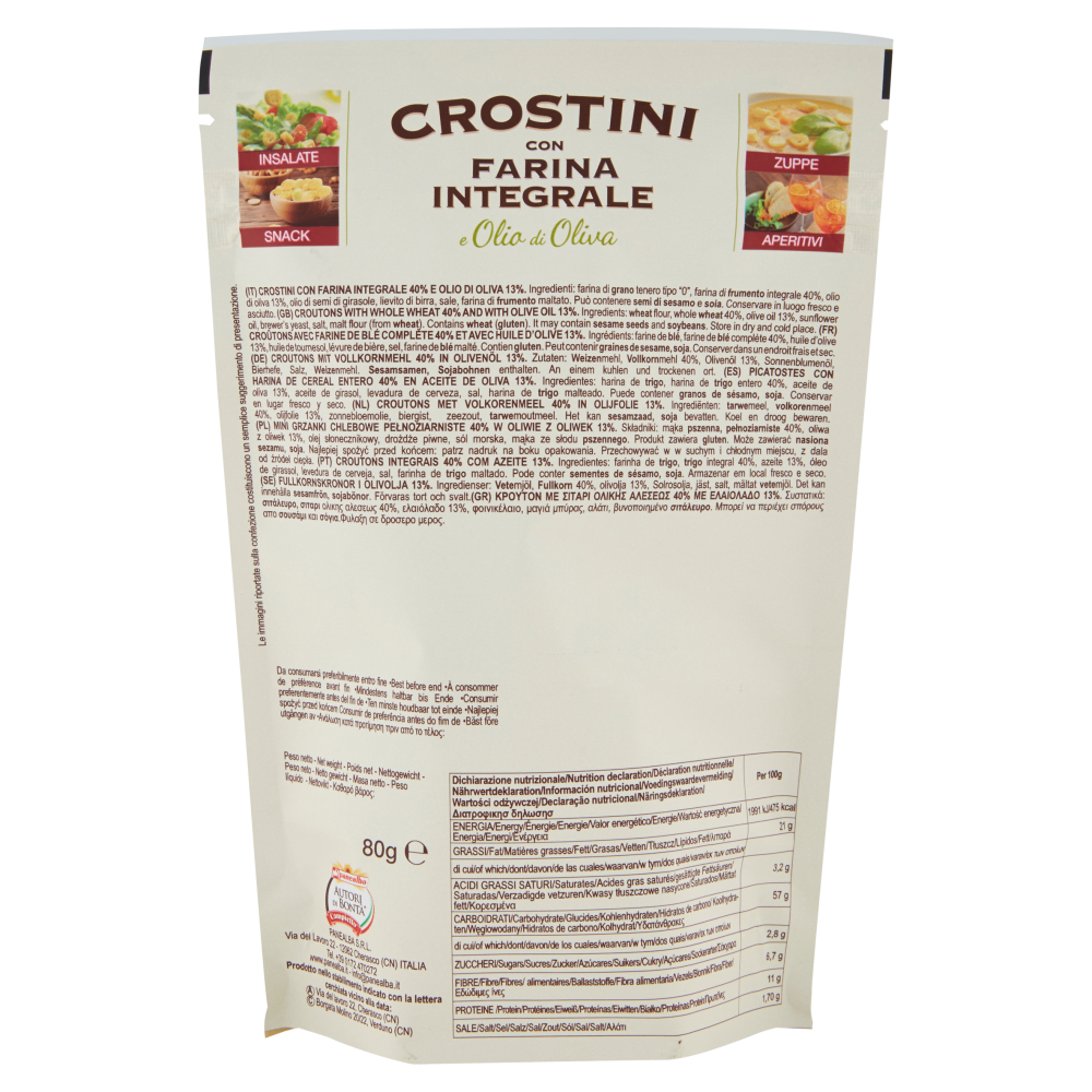 panealba Crostini con Farina Integrale e Olio di Oliva 80 g