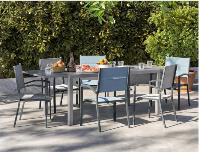 Hyba Tavolo da Giardino Allungabile 180/240x94 cm Alluminio Grigio Scuro
