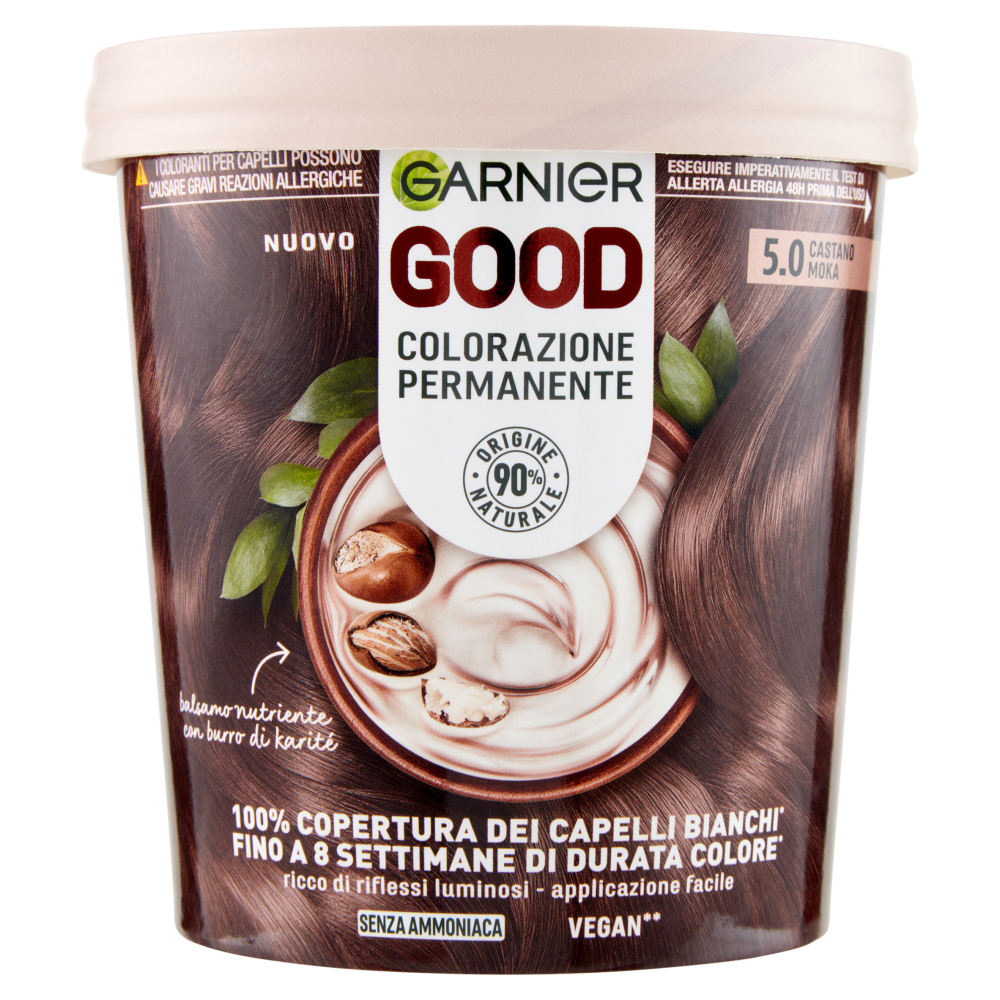 Garnier GOOD 5.0 Castano Moka, colorazione permanente senza ammoniaca, 90% di origine naturale