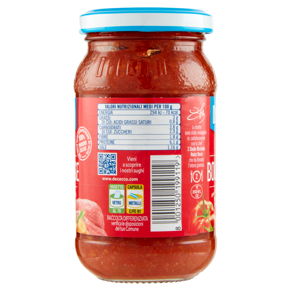 De Cecco Rag&ugrave; alla Bolognese con Vitellone Bianco dell'Appennino Centrale IGP* 190 g