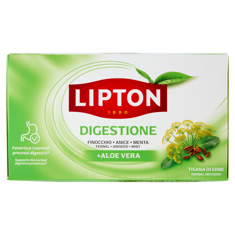 Lipton Digestione Finocchio, Anice, Menta + Aloe Vera Tisana di Erbe 17 x 1,9 g