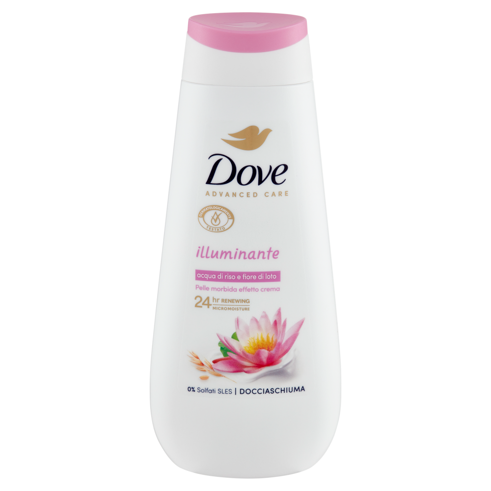 Dove Advanced Care Docciaschiuma illuminante acqua di riso e fiore di loto 225 ml