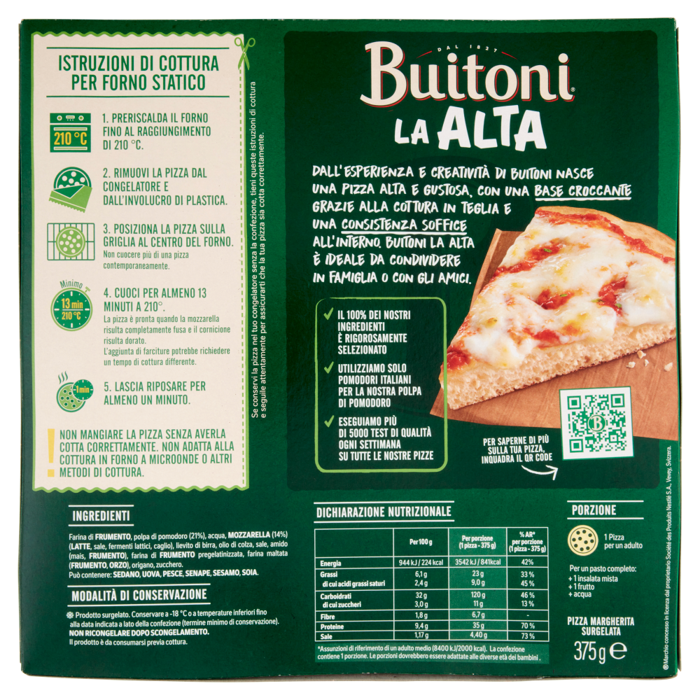 Buitoni La Alta Pizza margherita surgelata 375g