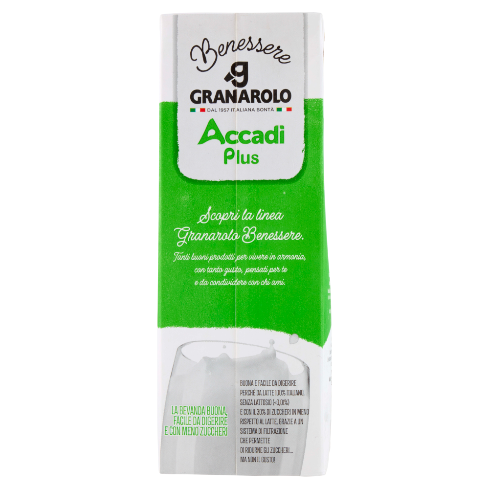 Granarolo Benessere Accadì Plus -30% di Zuccheri Senza Lattosio da Latte Senza Grassi 1 L