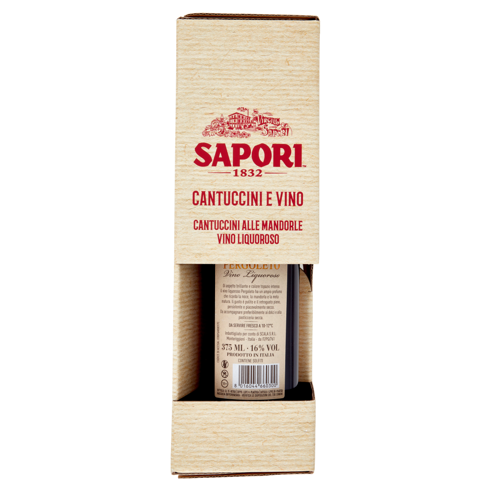 Sapori Cantuccini Toscani IGP alle Mandorle 175 g + Vino Liquoroso Pergoleto 375 ml