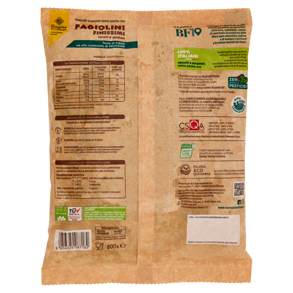 Le Stagioni d'Italia Fagiolini Finissimi Surgelati 600 g