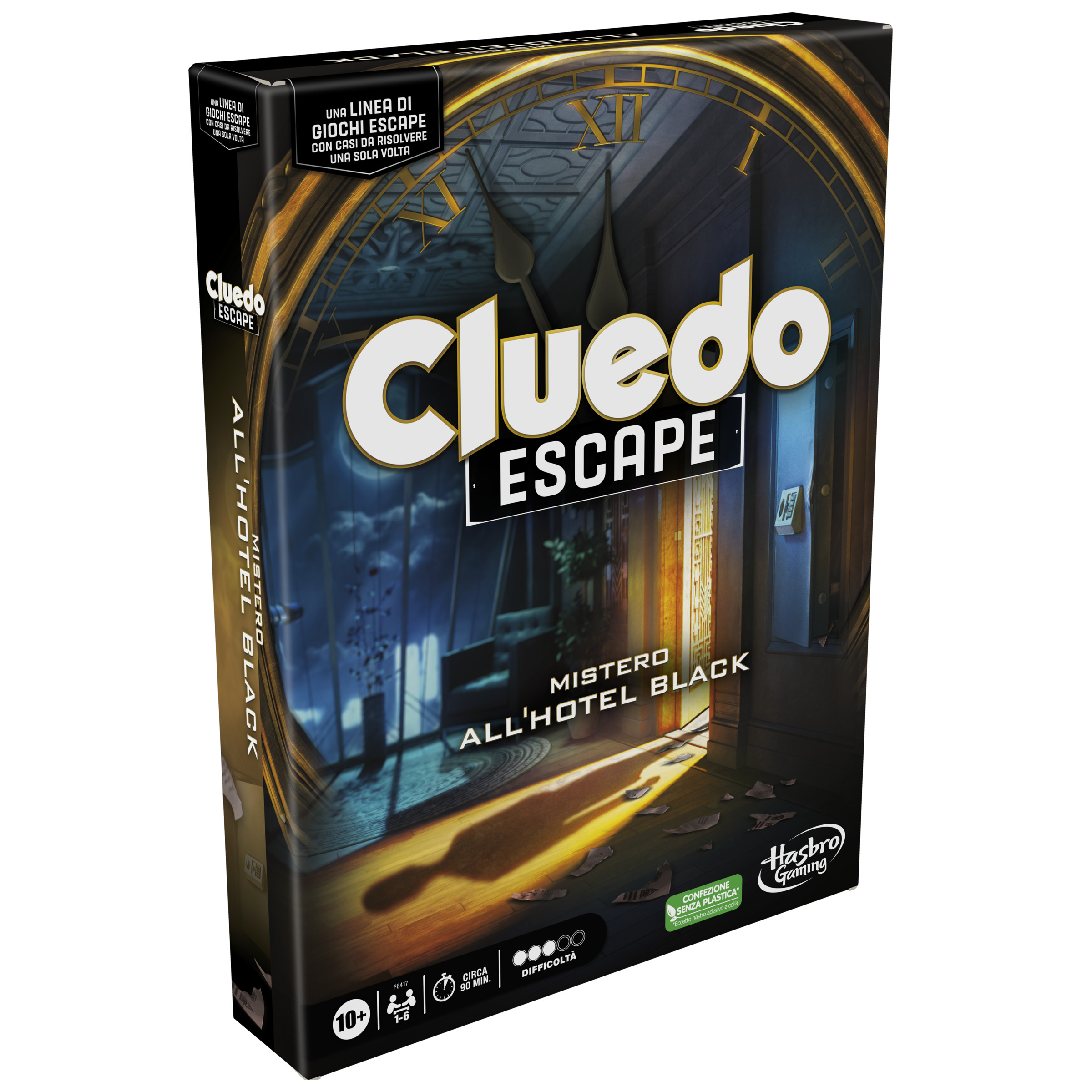 Cluedo Escape - Mistero all'Hotel Black, gioco da tavolo, giochi in versione escape room da risolvere 1 volta sola, giochi di mistero, dai 10 anni in su