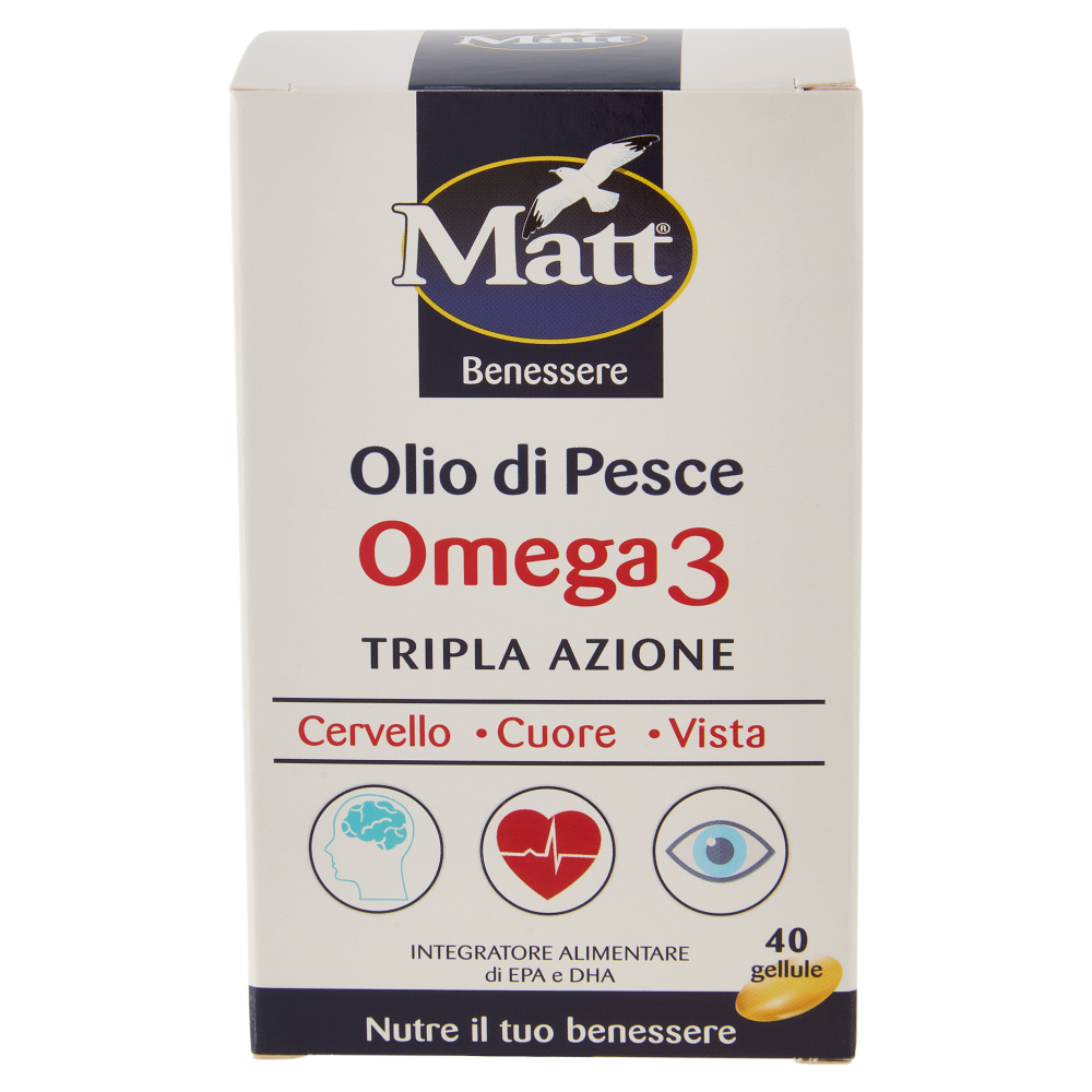 Matt Benessere Olio di Pesce Omega 3 Tripla Azione 40 gellule 29,4 g